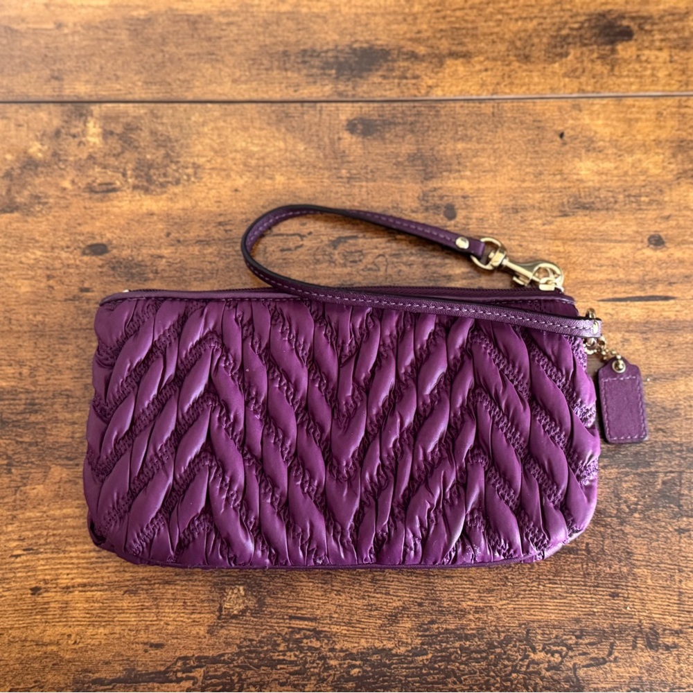 Coach Purple Quilted Wristlet - Picture 2 of 3